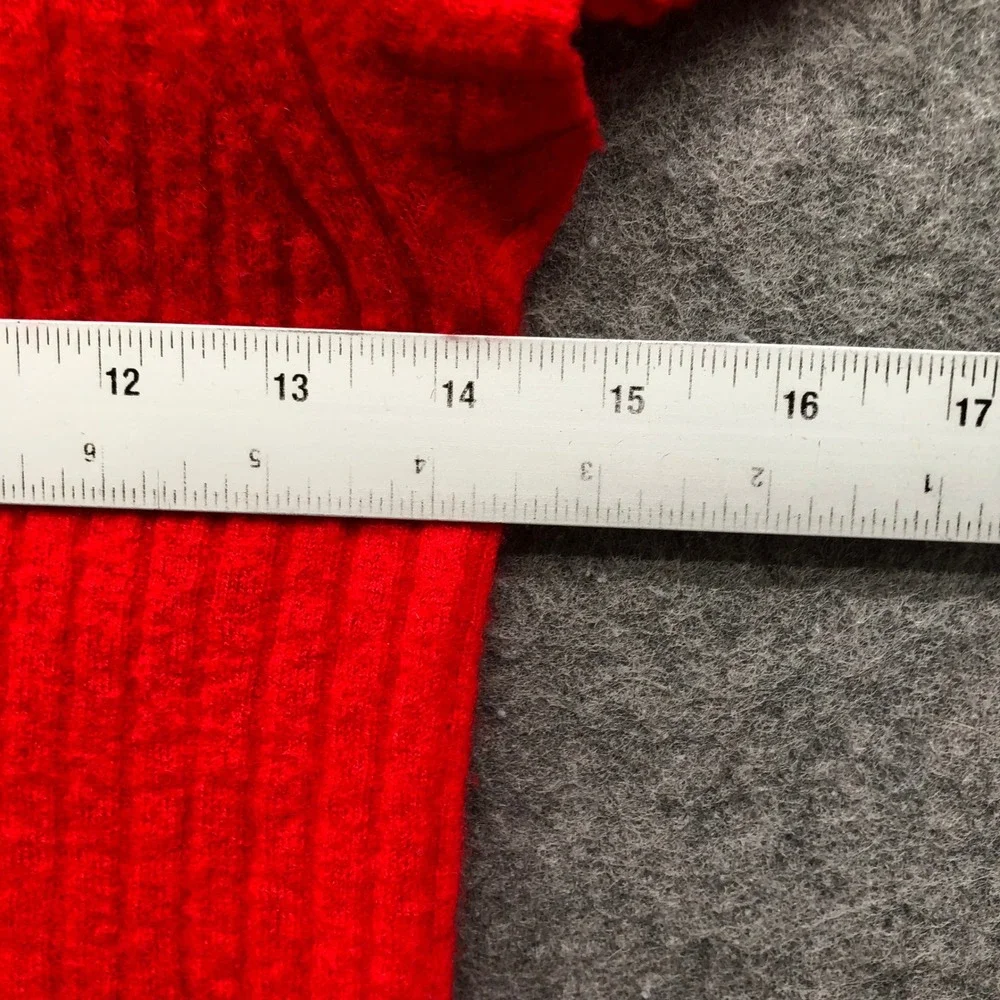 J Crew 100% Cashmere Short Sleeve Cherry Red Sweater Womens S Ribbed Crewneck